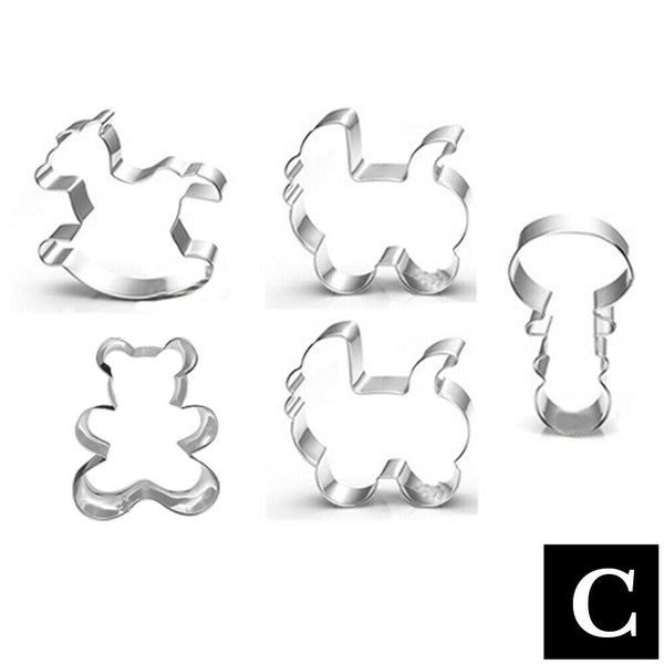 5Pcs Dough Cuts Baby Shower Cookie Cutter Set Boy Girl Premium Stainless Steel