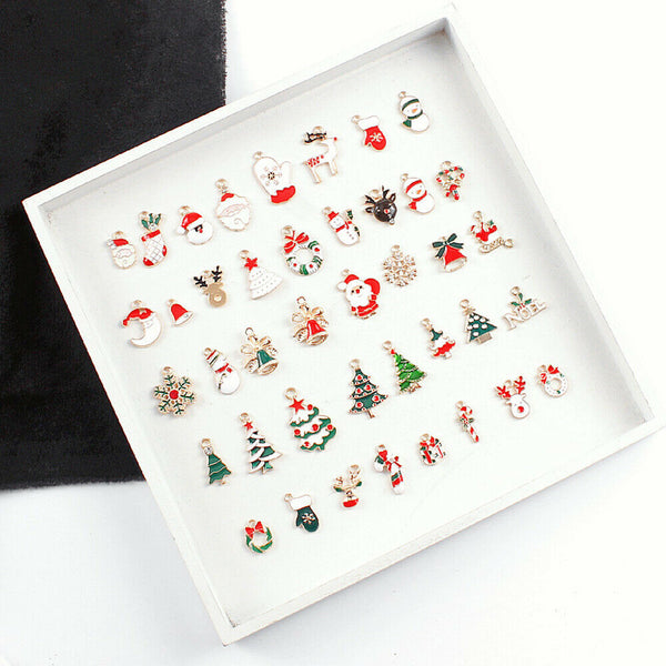 38Pcs Alloy Enamel Mixed Christmas Charms Pendant Decor Craft DIY Making Jewelry