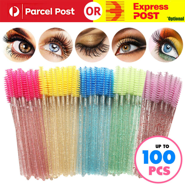 UP TO 100x Disposable Glitter Mascara Wands Lash Brush Eyelash Extensions Makeup