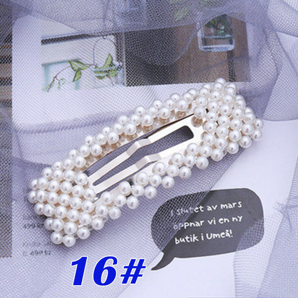 Popular Women Pearl Hair Clip Snap Barrette Stick Hairpin Hair Accessories Gift