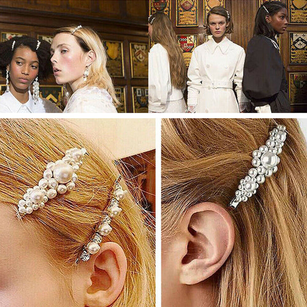 Popular Women Pearl Hair Clip Snap Barrette Stick Hairpin Hair Accessories Gift