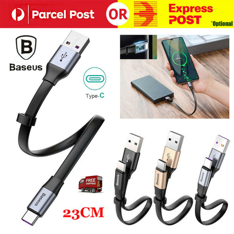 3X Baseus USB Type C Cable 2A Quick Charge Fast Charging Data Sync Cable 23CM AU