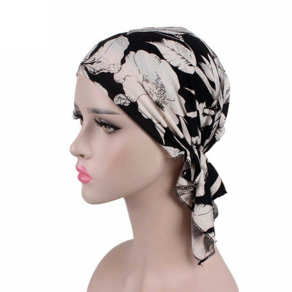 Turban Headwear Chemo Scarf Floral Wrap Muslim Hat Cancer Head Cap Stretch