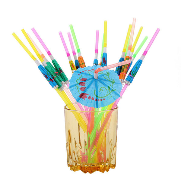 Cocktail Umbrella Drinking Straws Parasol Tropical Party Club Beverage Straws