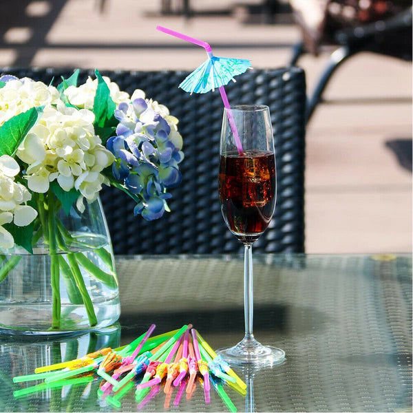 Cocktail Umbrella Drinking Straws Parasol Tropical Party Club Beverage Straws