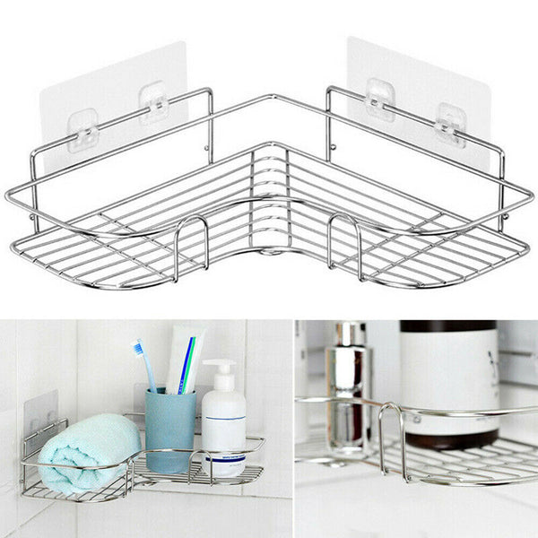 Stainless Steel Shower Caddy Corner Storage Shelf Holder Rack Organiser Bathroom