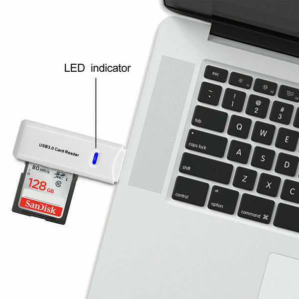 2in1 USB 3.0 Memory Card Reader Micro SD SDXC MMC TF LED Adapter For Mac Wins