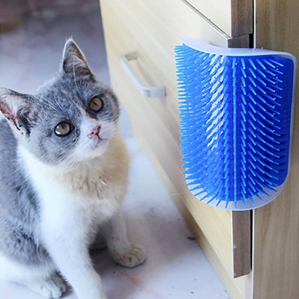 Pet Cat Self Groomer Brush Wall Corner Grooming Massage Comb Toy With Catnip