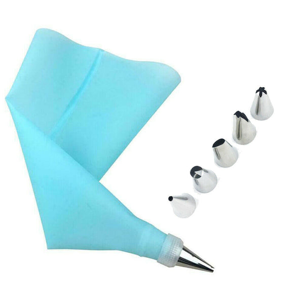 6pcs Nozzle + Silicone Icing Piping Cream Pastry Bag Set Cake Decorating Tool