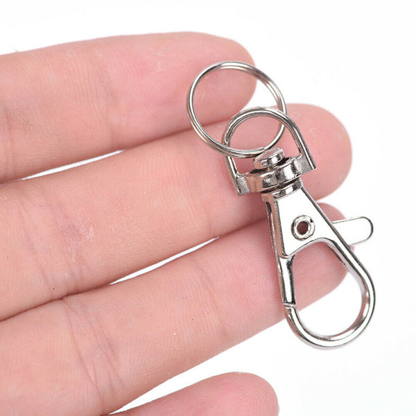 102PCS Swivel Lobster Clasp Clips Hook Alloy Key Ring Split Durable Keychain DIY