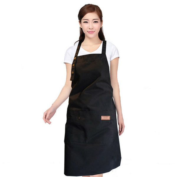 AU Canvas Pocket Apron Adjustable Baking Chefs Kitchen Coffee Cooking BBQ