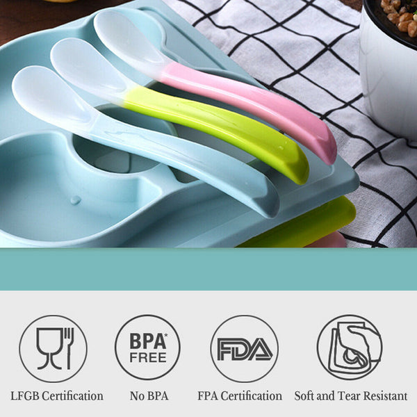 Silicone Plate Mat Suction Table Toddler Placemat Baby Food Tray Divided Bowl