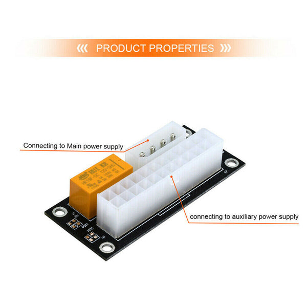 Add2psu ATX 24Pin to 4Pin/SATA Dual PSU Power Supply Sync Adapter