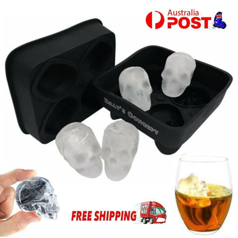 Large Ice Cube Tray Ball Maker Big Silicone Mold Whiskey Wine 3D Skull Mould DIY