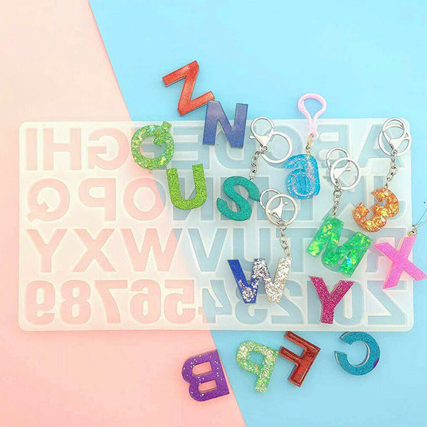 Silicone Alphabet Letter Number Resin Molds For Keychain Casting Making Moulds