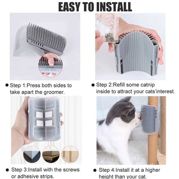 Cat Self Massage Scratcher Brush Comb Wall Corner Cat Scratching Post Comb Toy