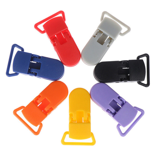 20 Random Colored Plastic Baby Pacifier Suspender Dummy Clip Badge Holder Craft