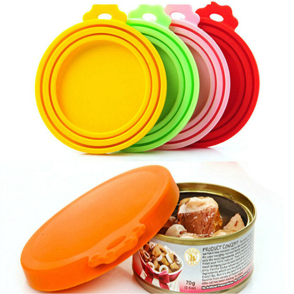 3/6x Pet Food Can Cover Lid Dog Cat Pet Tin Silicone Reusable Storage Cap Top