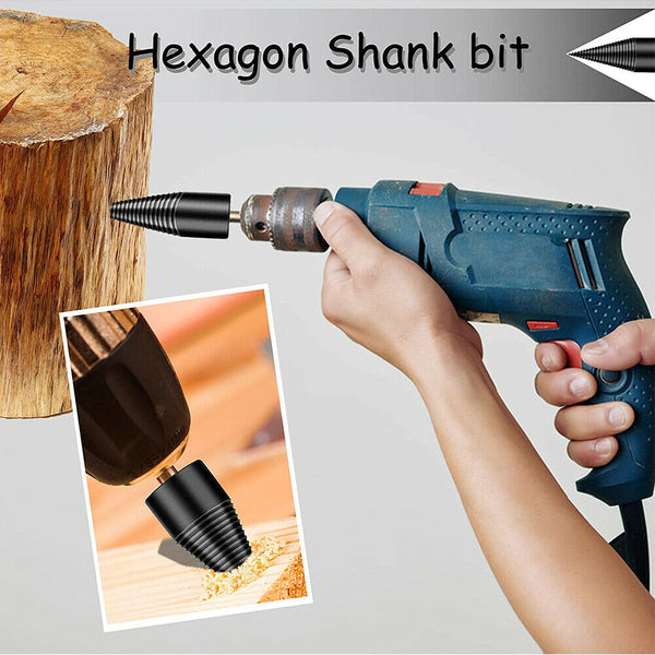 Log Wood Cone Driver Splitter Screw Splitting Firewood Drill Bit High Speed