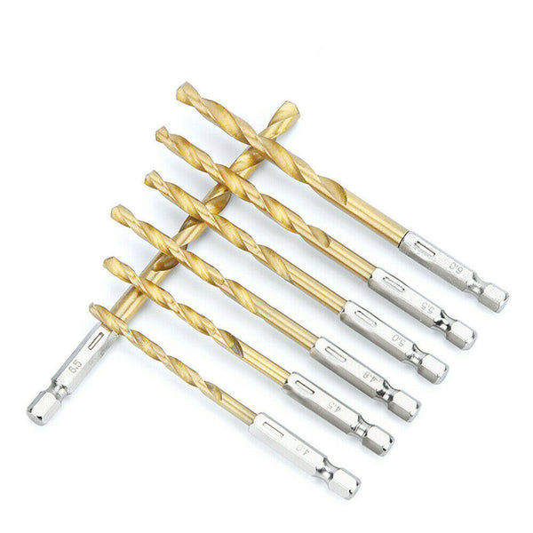 13Pcs HSS Hex Shank Quick Change Titanium Coated Shank Twist Drill Bit Set AU