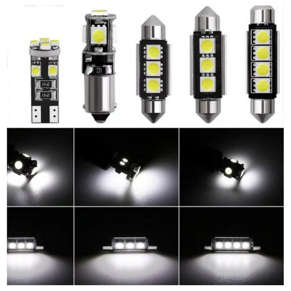 23PCS CAR 12V LED FESTOON INTERIOR WHITE LIGHT BULB 5050 5SMD AUTO DOME GLOBE