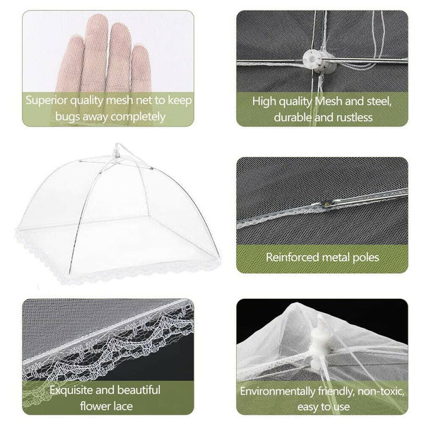 2PCS Large Collapsible Mesh Food Covers Dome Pop Up Umbrella Fly Wasp Net 45CM