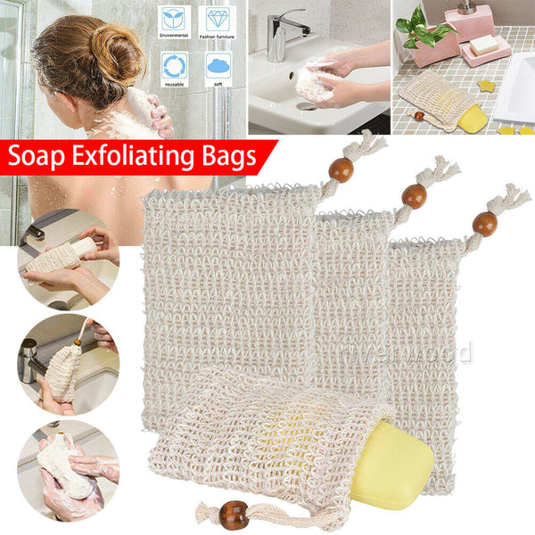 1/2/4/8 Soap Exfoliating Bags Sisal Foaming Soap Saver Bag Pouch Drawstring Sack