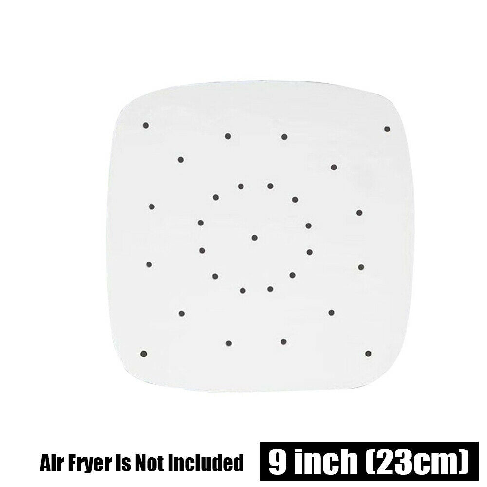 100Pcs Perforated Bamboo Steamer Square Liners Non-Stick Paper Pad For Air Fryer