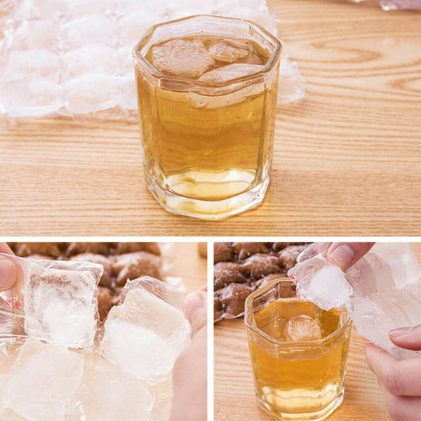 10 Pcs Disposable Ice Cube Bags Freezer Plastic BBQ Party Cubes Maker Tray