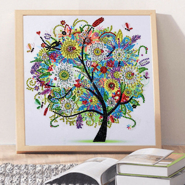 5D Diamond Painting Flower Tree Special Shaped Drill Crystal Mural Art Kit New