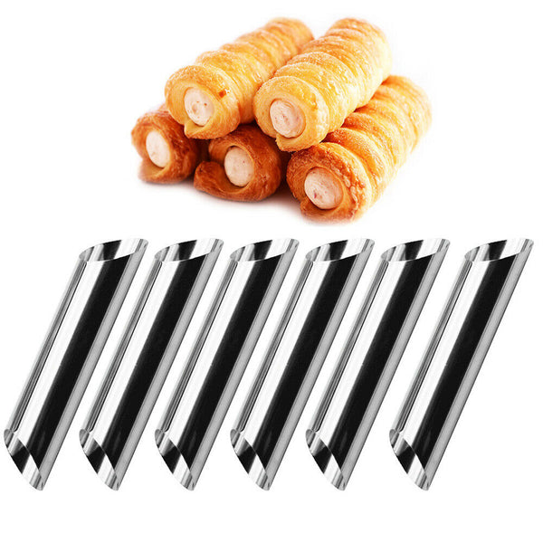 6pcs Stainless Steel Cannoli Tubes Cream Shells Roll Moulds Pasty Baking Tube