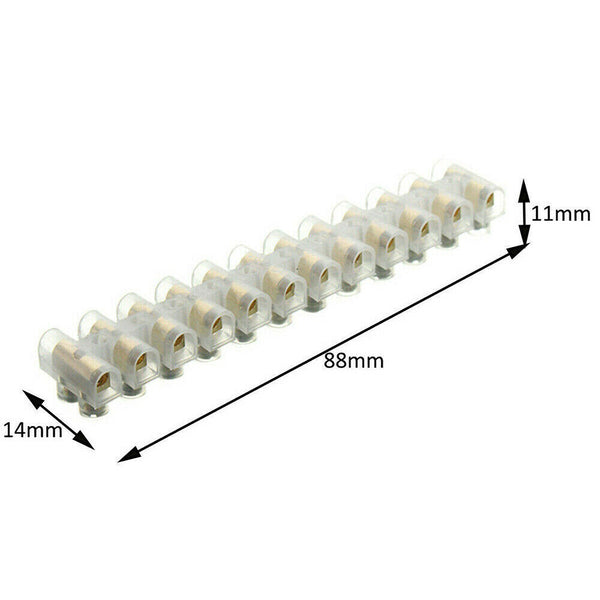 6PCS 3/6/10A Barrier Screw Terminal Block Wire Dual Connector Strips 12 Position