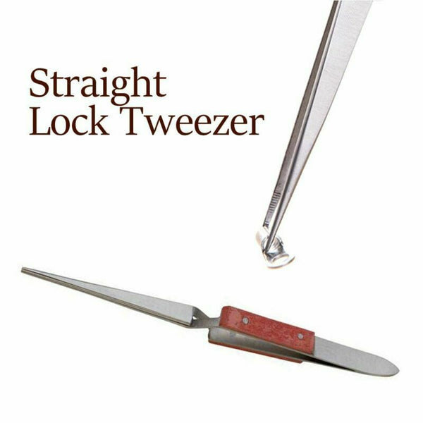 DIY Cross Locking Tweezer Jewelry Soldering Closing Bent Stright Repair Tool Kit