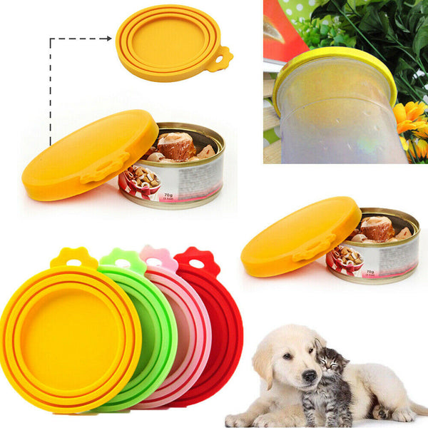 3/6x Pet Food Can Cover Lid Dog Cat Pet Tin Silicone Reusable Storage Cap Top