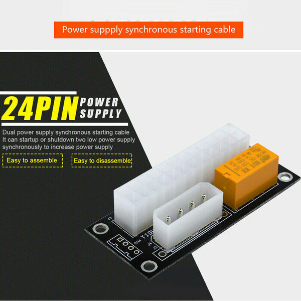 Add2psu ATX 24Pin to 4Pin/SATA Dual PSU Power Supply Sync Adapter