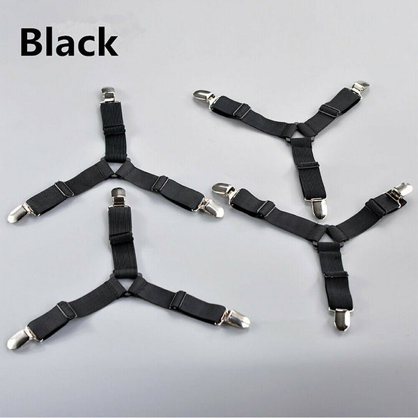 4Pcs Triangle Fitted Sheet Strap Clips Grippers Mattress Bed Suspenders Holder