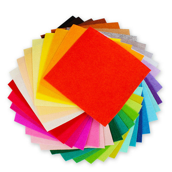 40pcs Mix Colour Squares Non Woven Felt Fabric Sheets For Kids DIY Art Handcraft