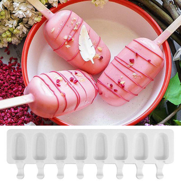 8 Cavity Popsicle Frozen Mold Silicone Cake Baking Mould DIY Ice Cream Mould