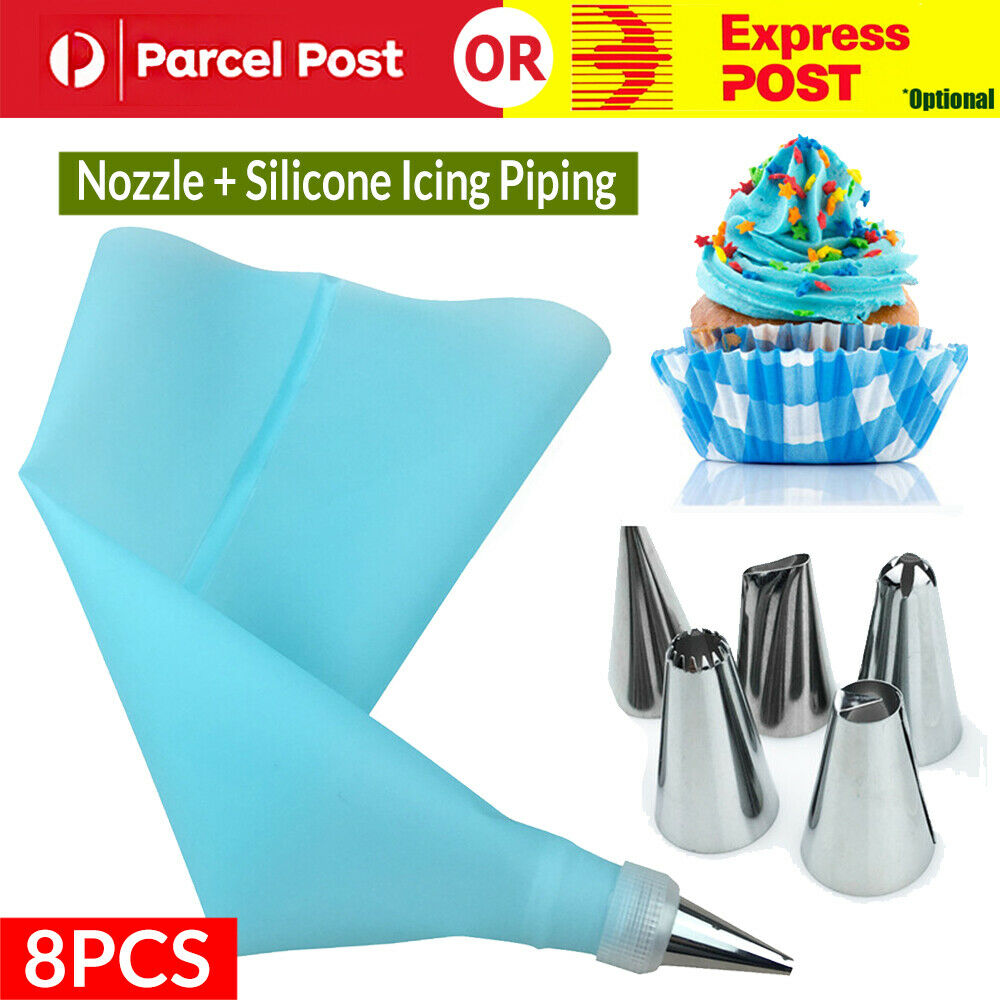 6pcs Nozzle + Silicone Icing Piping Cream Pastry Bag Set Cake Decorating Tool