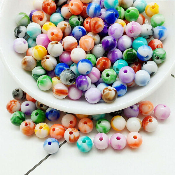 70pcs Round Beads Acrylic Colourful Jewellery Mixed Colours Spacer 7mm DIY Craft