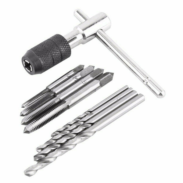 9PCS Hand Screw Tap Set M3/M4/M5/M6 Reamer+Twist Drill Bits+Wrench Tool AU Stock