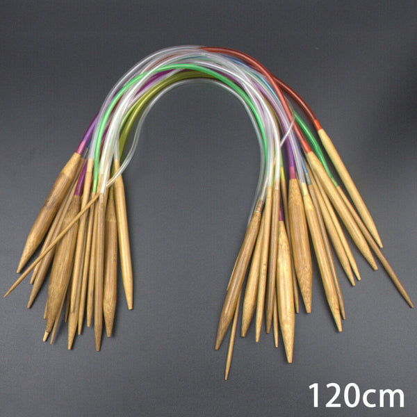 18PCS 40CM-120CM Tube Carbonized Circular Bamboo Knitting Needles Yarn Tools AU