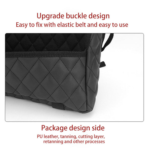 Black Car Net Pocket Handbag Holder PU Leather Between Car Seat Storage Organize