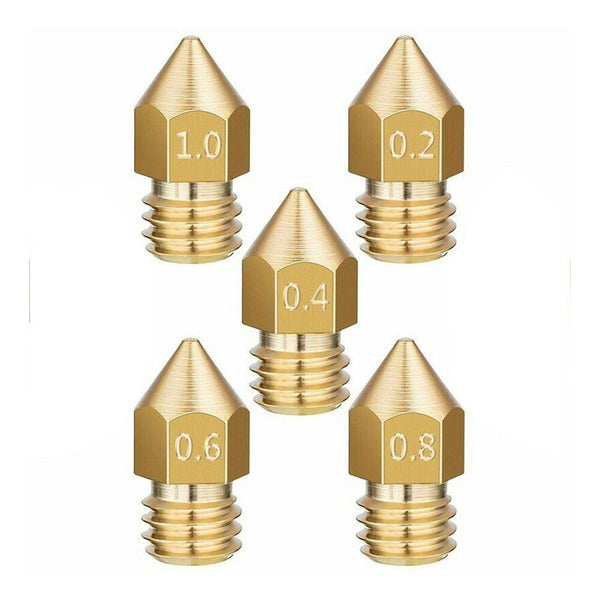 5PCS 3D Printer 1.75mm MK8 Extruder Nozzle Head For Ender 3 Pro CR10 0.2-1.0mm