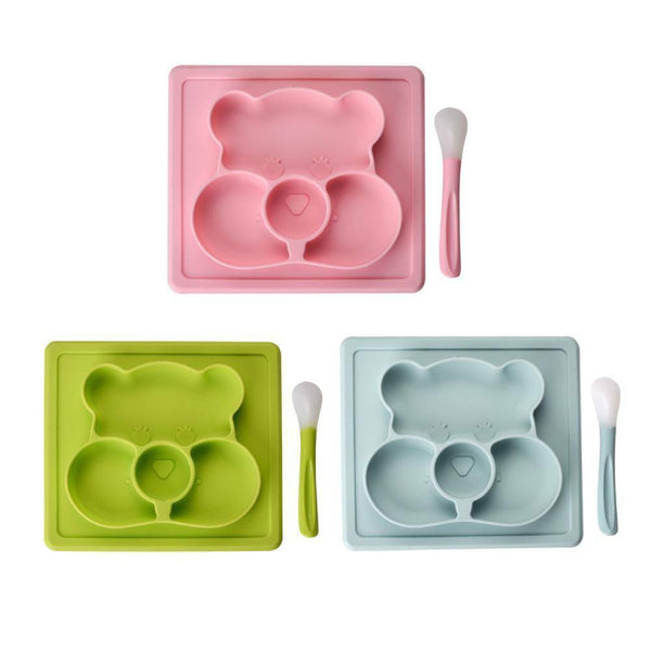 Silicone Plate Mat Suction Table Toddler Placemat Baby Food Tray Divided Bowl