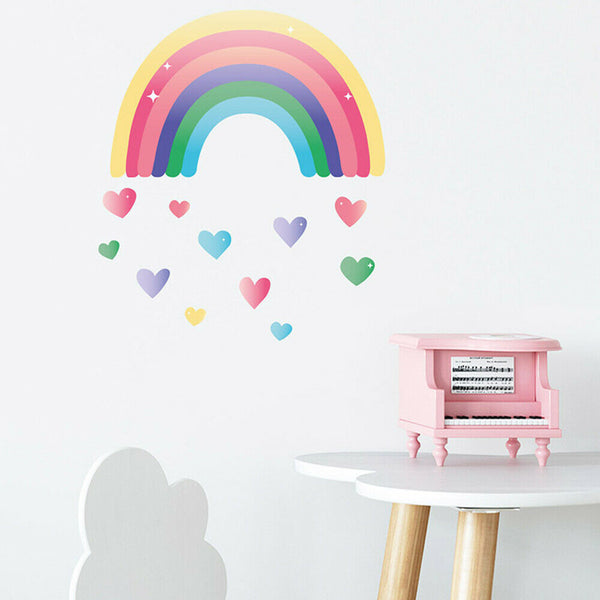 Cute Rainbow Love Heart Removable Wall Stickers Nursery Room Decor DIY AU