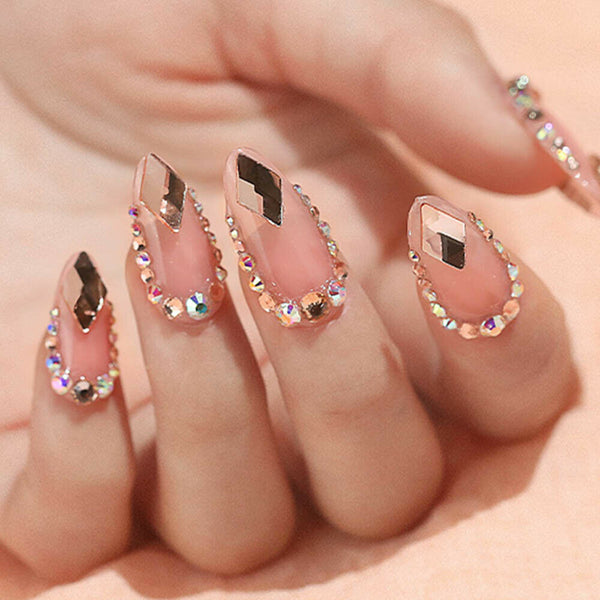 Flat Back Box Crystal Nail Art Decor AB Nails Rhinestones Diamond Beads 12 Grids