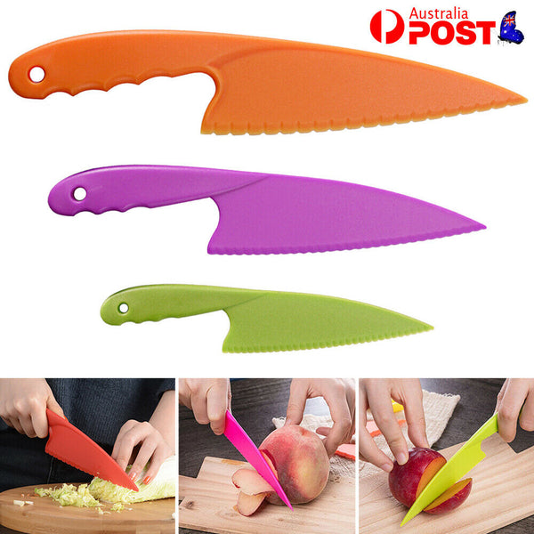 3pcs Plastic Knife Set Fruit Vegetable Lettuce Salad Bread Cheese Dessert Cutter