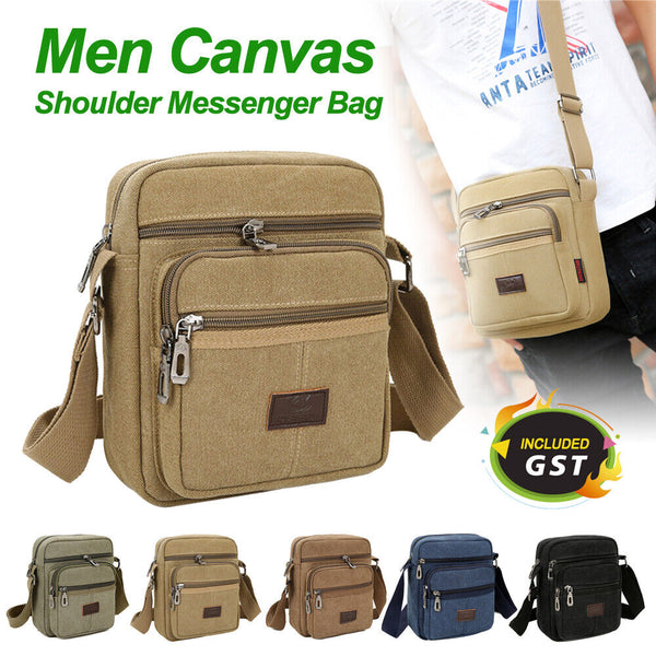 New Retro Men Canvas Shoulder Messenger Bag Crossbody Satchel Travel Man Bag AU