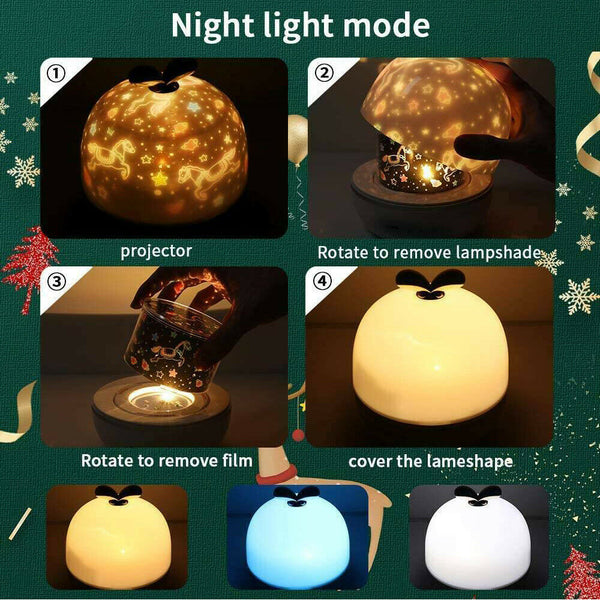 USB Night Light Projector Ocean Wave Santa Claus LED Lamp Kids Sleep Relaxing OZ